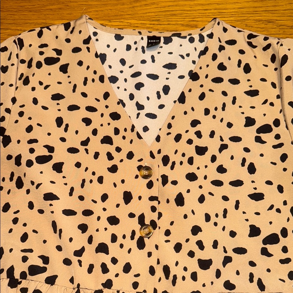 SHEIN Tan Flutter Sleeve Mini Dress - Picture 2 of 6